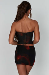 Alina Mini Skirt - Fire Print Skirt Babyboo Fashion Premium Exclusive Design