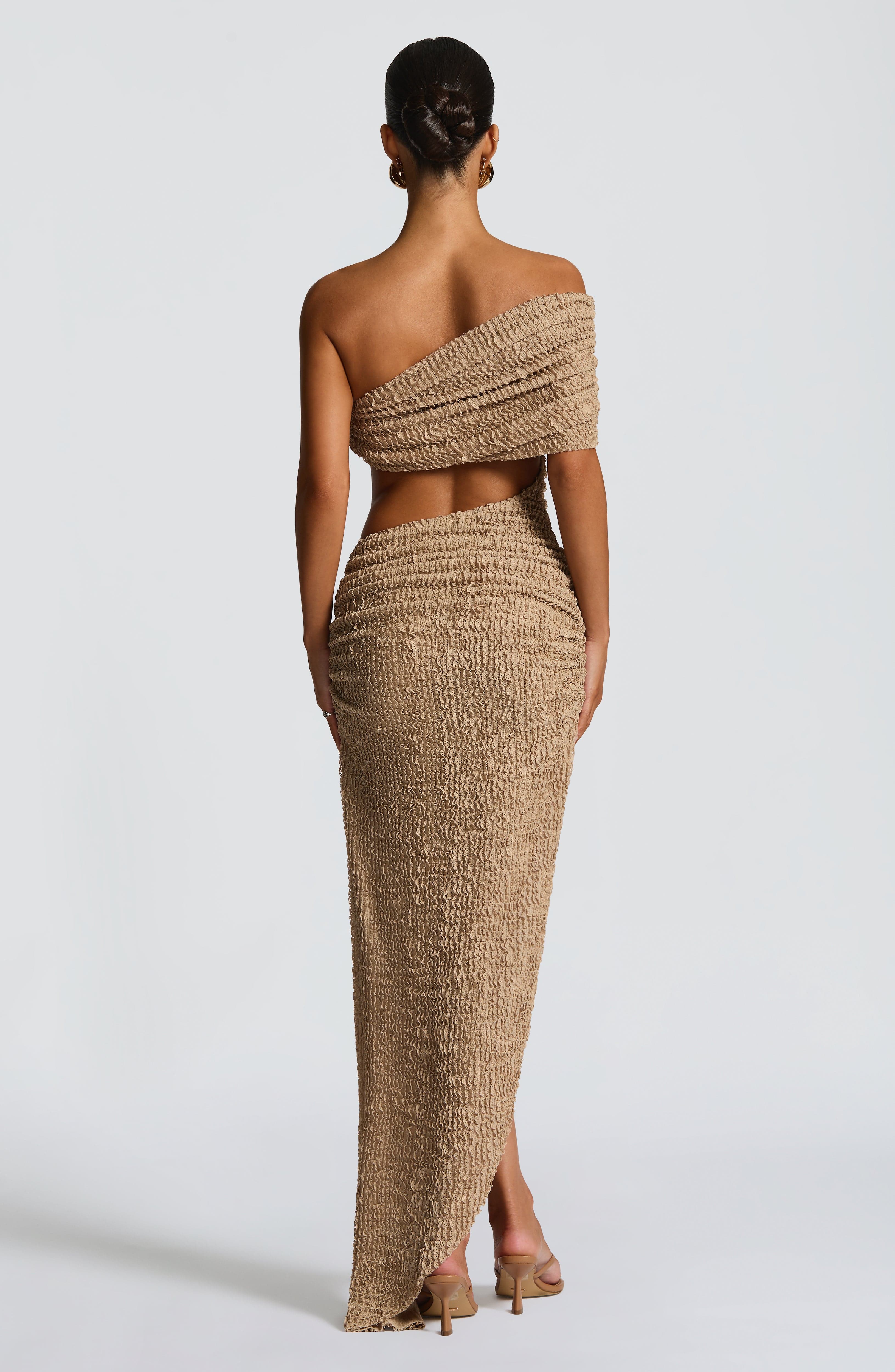 Laverna Midi Dress - Beige Dress Babyboo Fashion Premium Exclusive Design