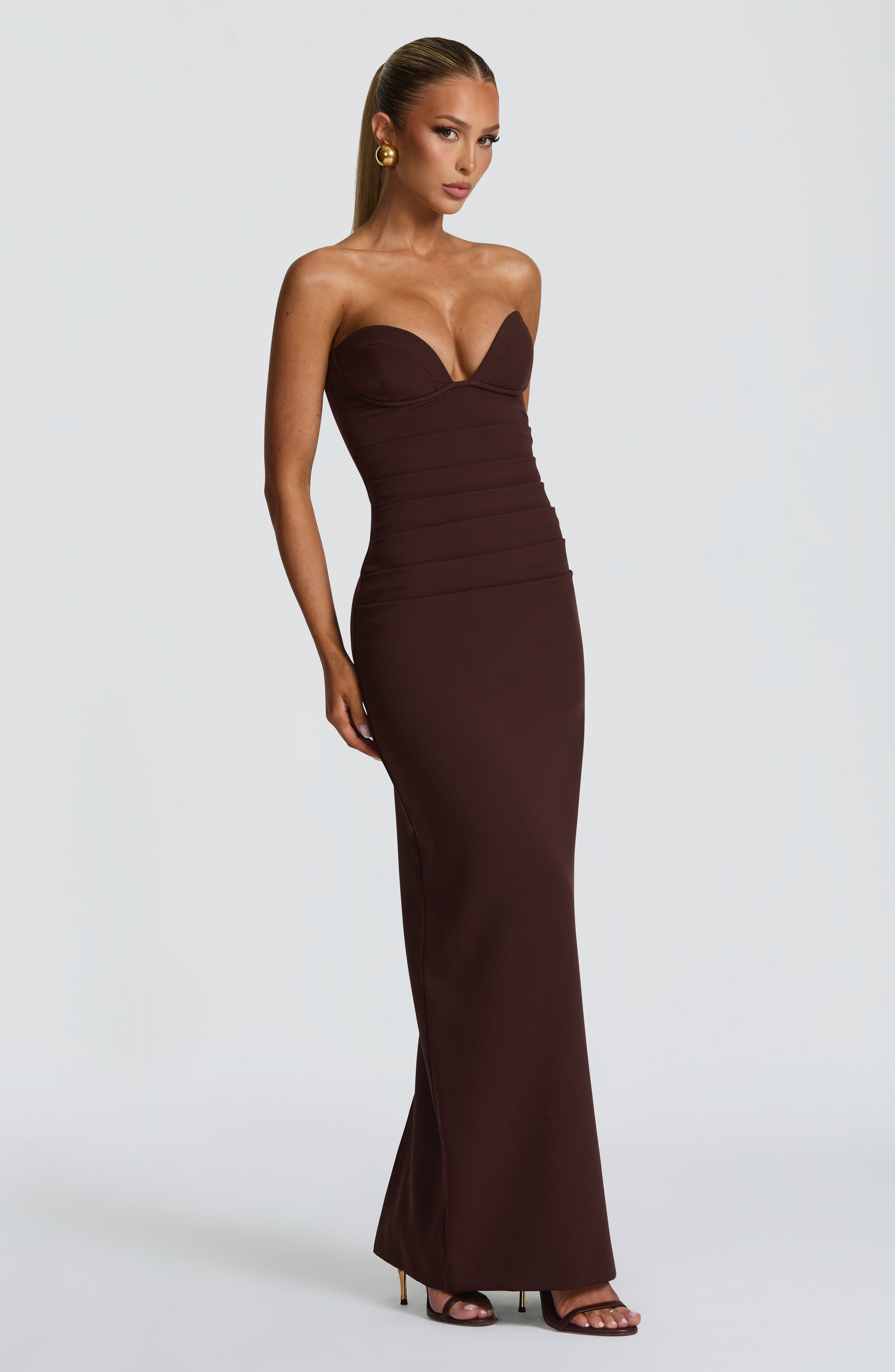 Lindsey Maxi Dress - Plum Brown Dress Babyboo Fashion Premium Exclusive Design