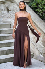 Maliyah Maxi Dress - Plum Brown Dress Babyboo Fashion Premium Exclusive Design