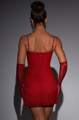 Pixie Mini Dress - Red Sparkle Dress Babyboo Fashion Premium Exclusive Design