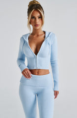 Portia Knit Hoodie - Baby Blue Tops Babyboo Fashion Premium Exclusive Design