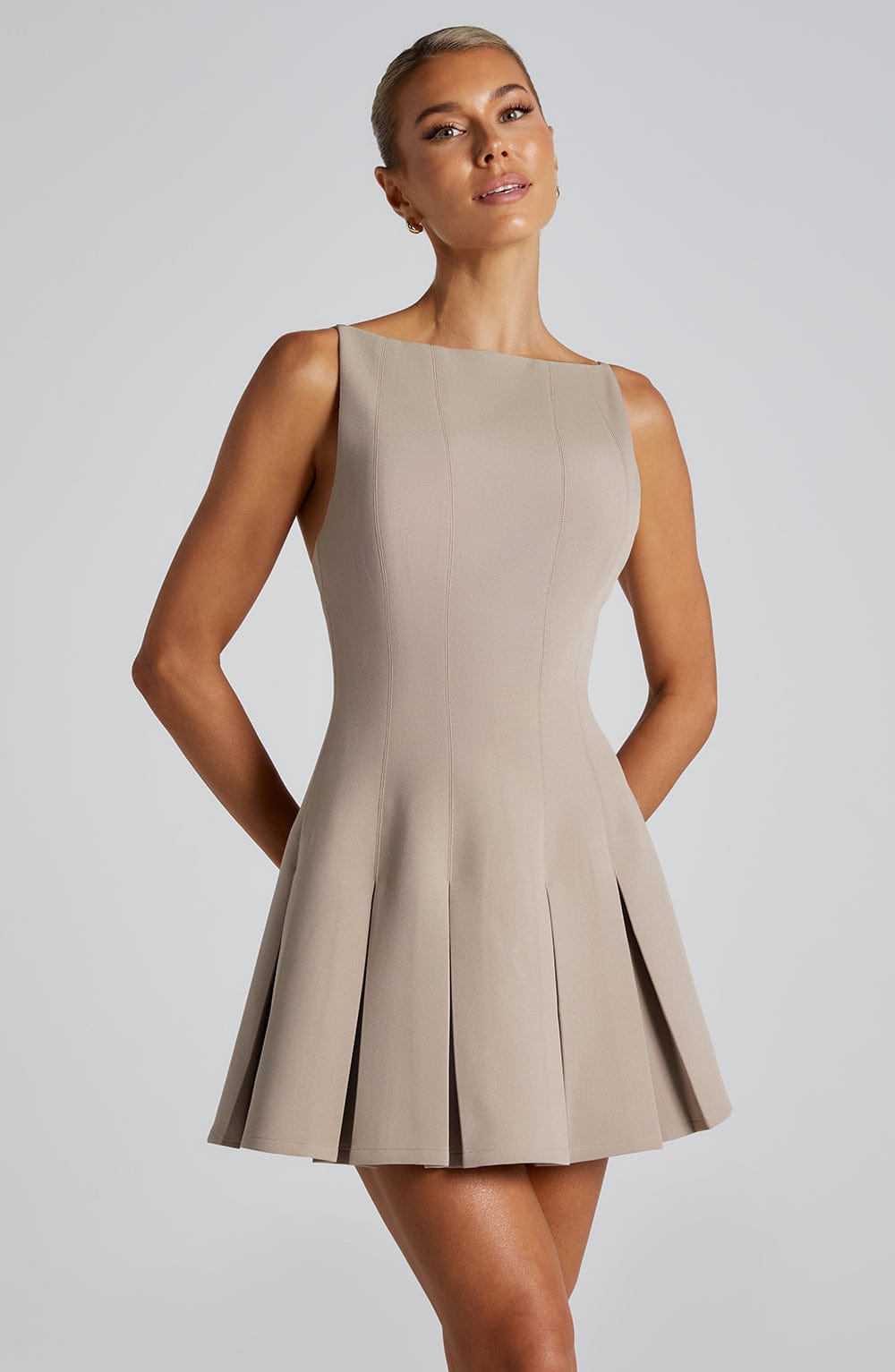 Rory Mini Dress - Taupe Dress Babyboo Fashion Premium Exclusive Design