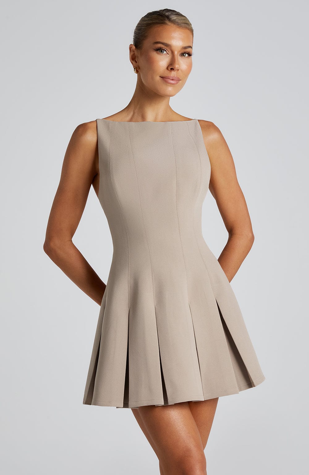 Rory Mini Dress - Taupe Dress Babyboo Fashion Premium Exclusive Design