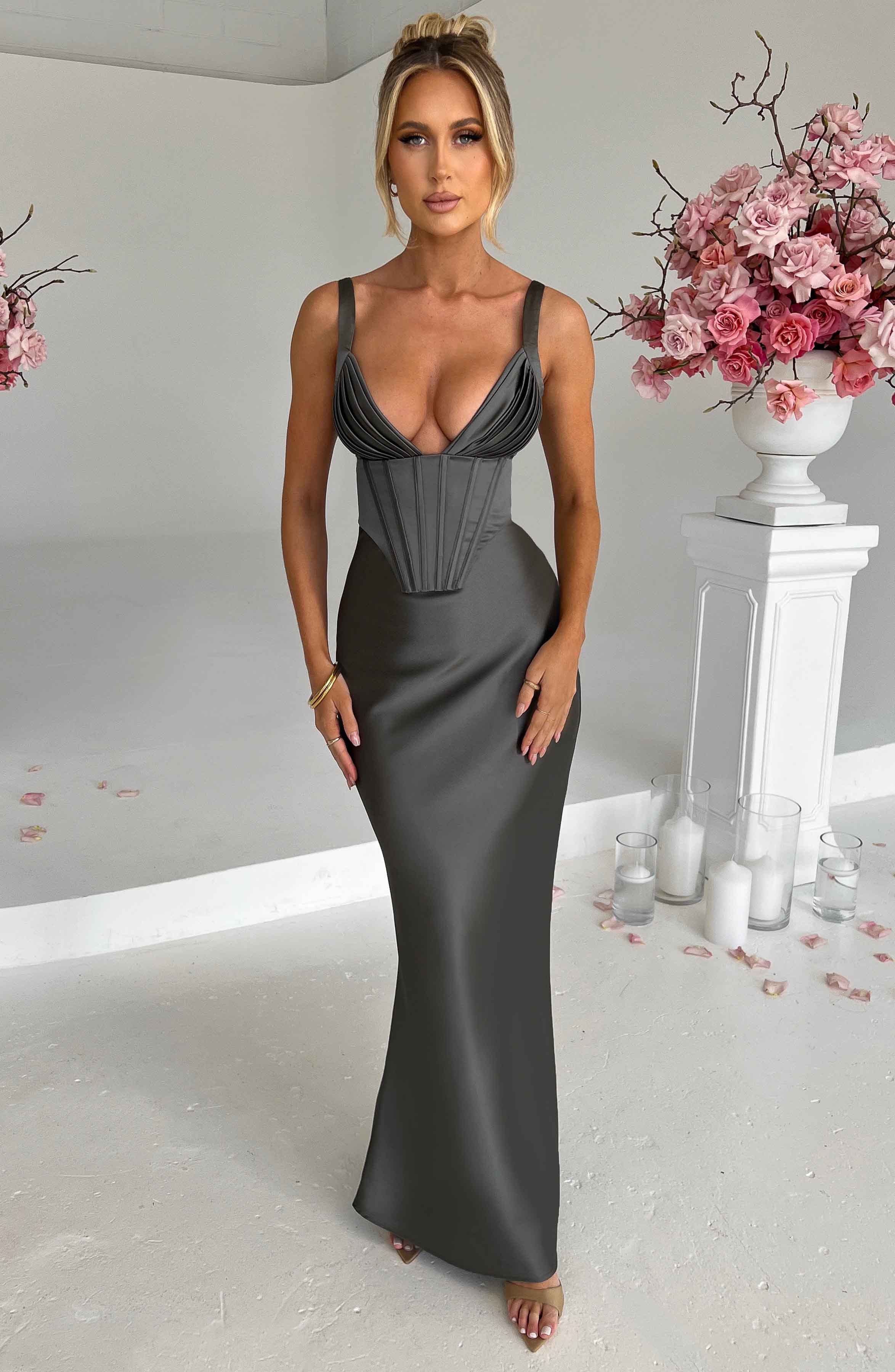 Shae Maxi Dress - Charcoal Dress Babyboo Fashion Premium Exclusive Design