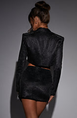 Stefania Cropped Jacket - Black Sparkle Jackets Babyboo Fashion Premium Exclusive Design